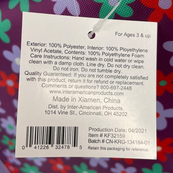 Everyday Living Flower Power Lunch Bag, Purple, Red, Seafoam Green - Picture 8 of 9